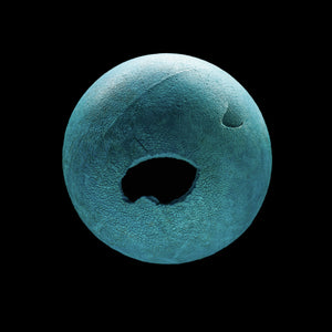 Blue squash ball on black background print