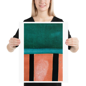 Woman holding red and green crazy golf course poster