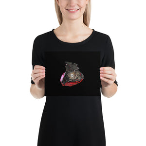 Open image in slideshow, Woman holding red and grey football on black background poster
