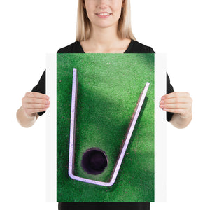 Woman holding green grass crazy golf course poster